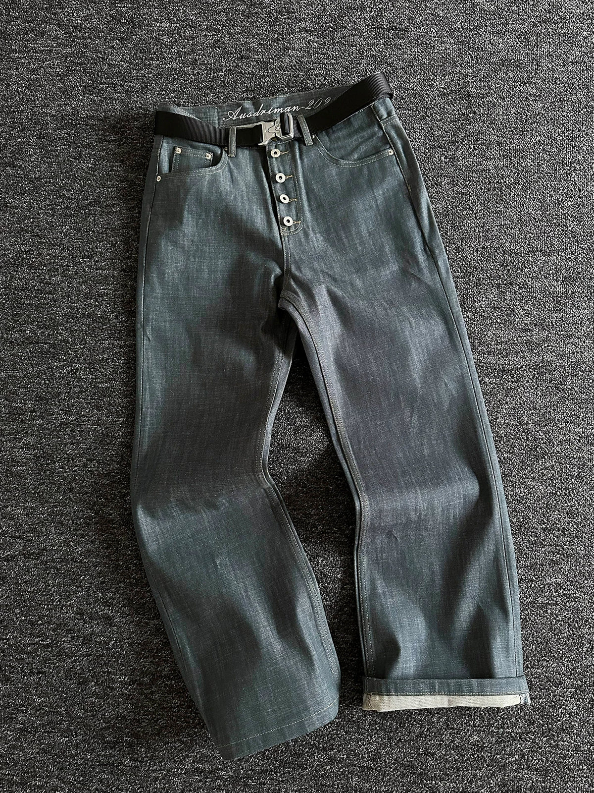 Grey Blue Five-Button Jeans