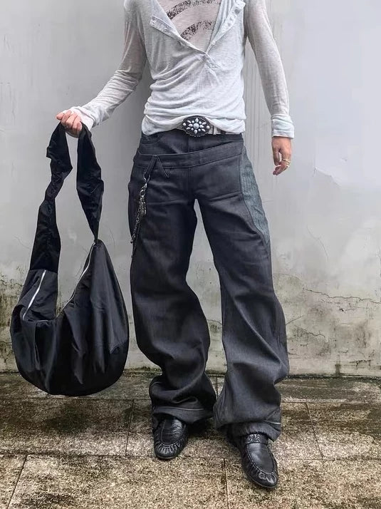 Double-Waist Raw Denim Flares
