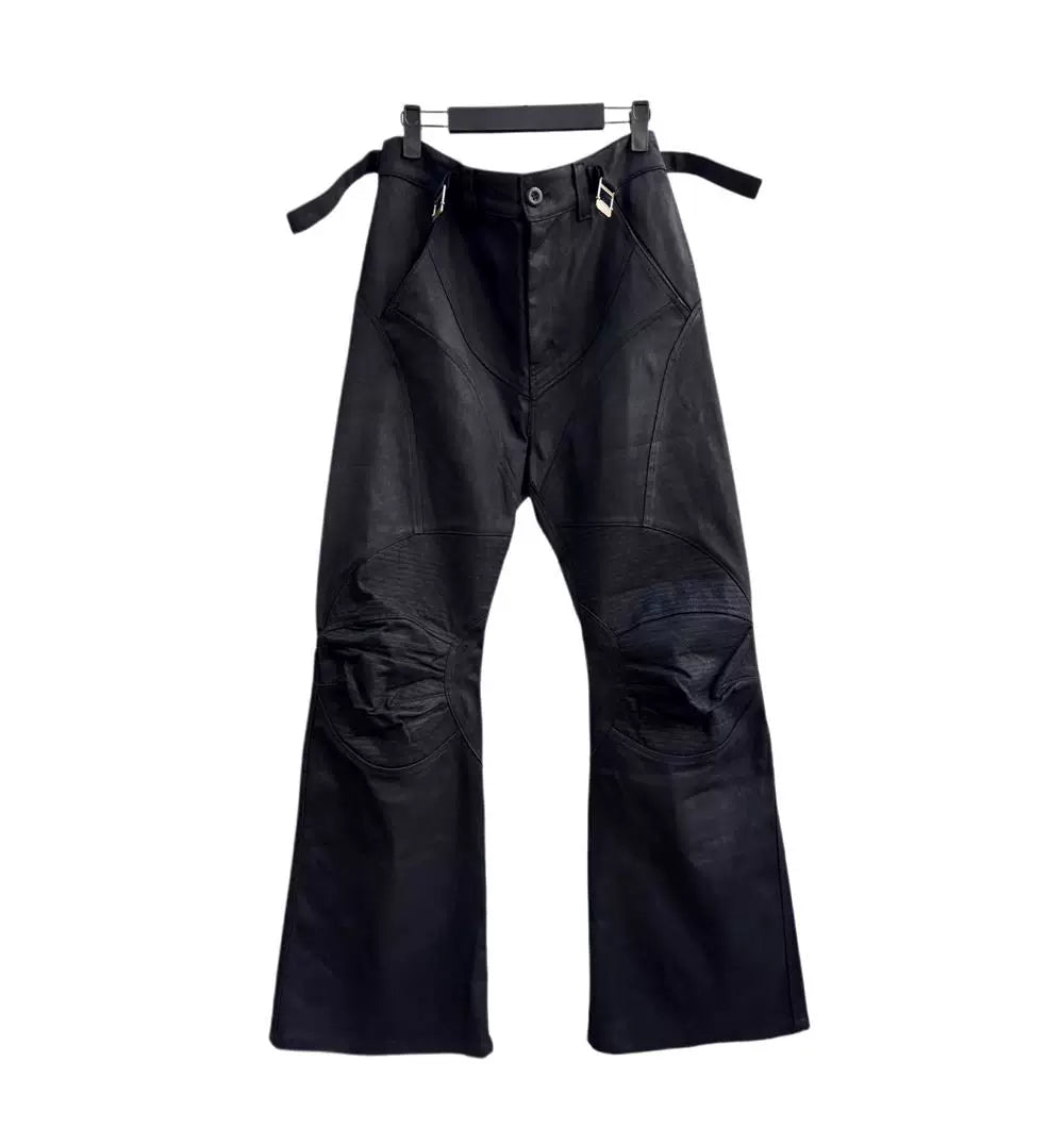 Waxed Biker Flare Pants