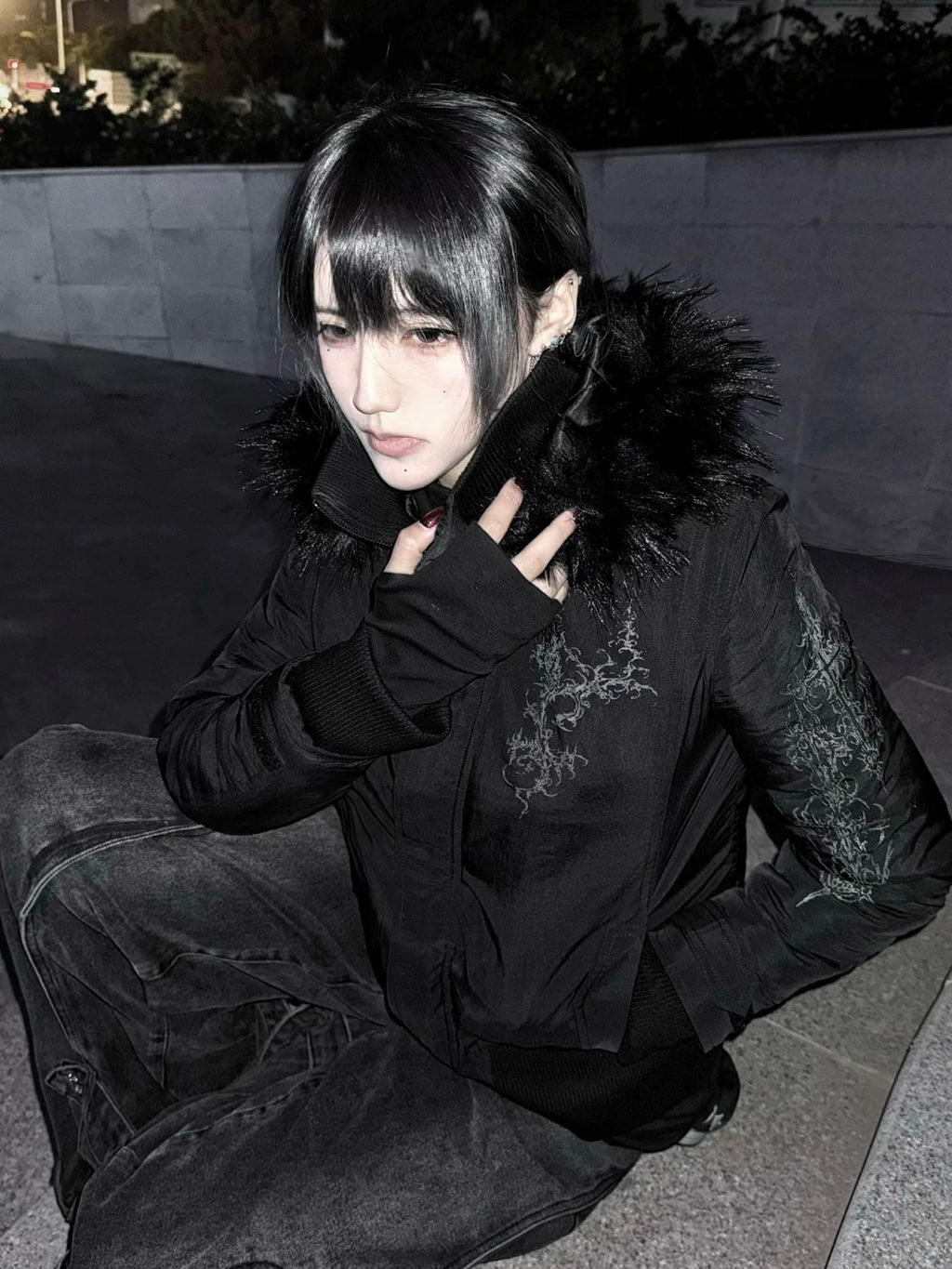 Fur Trim Hooded Cotton Jacket