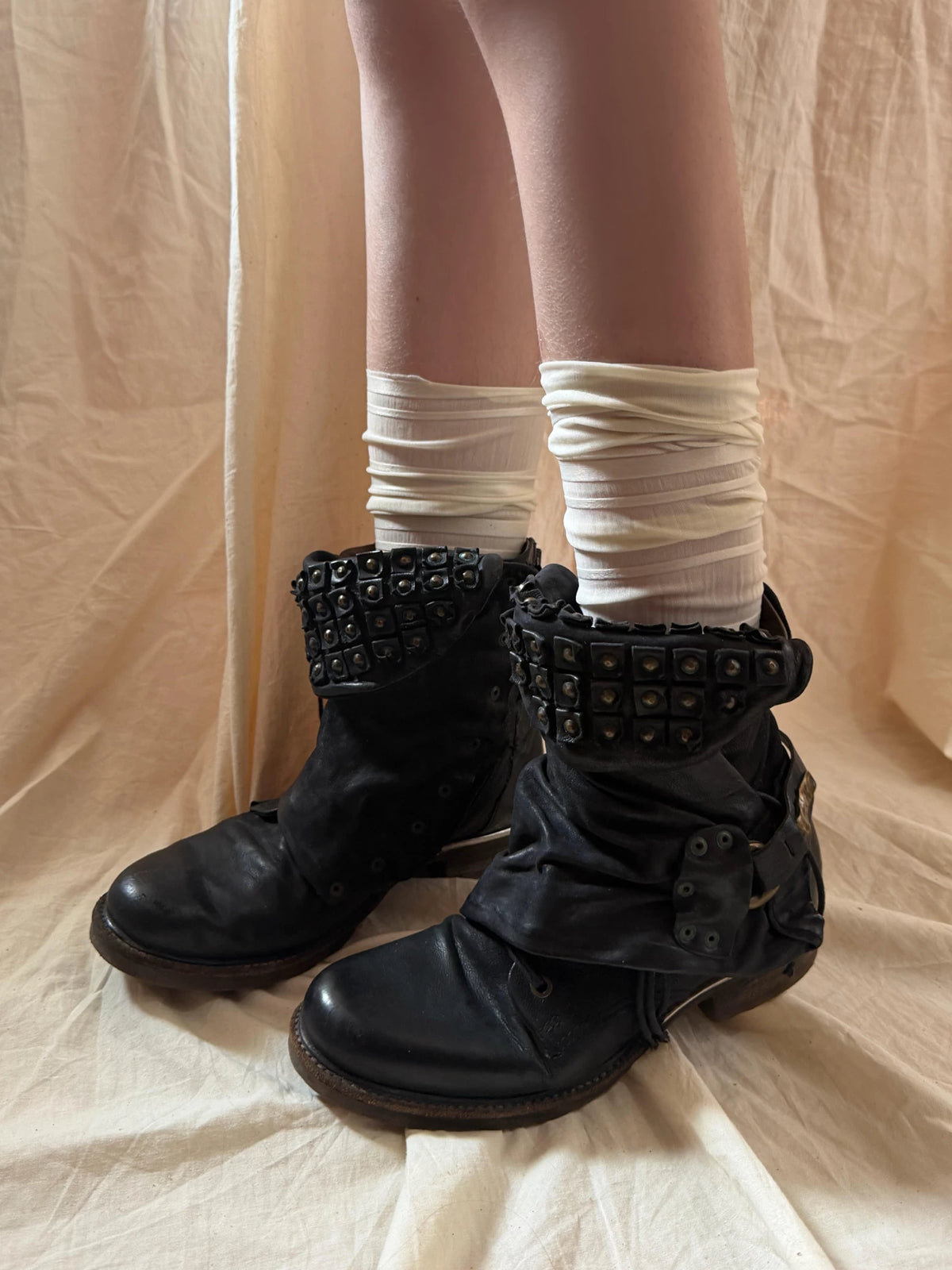 Rivet Buckle Slouch Boots