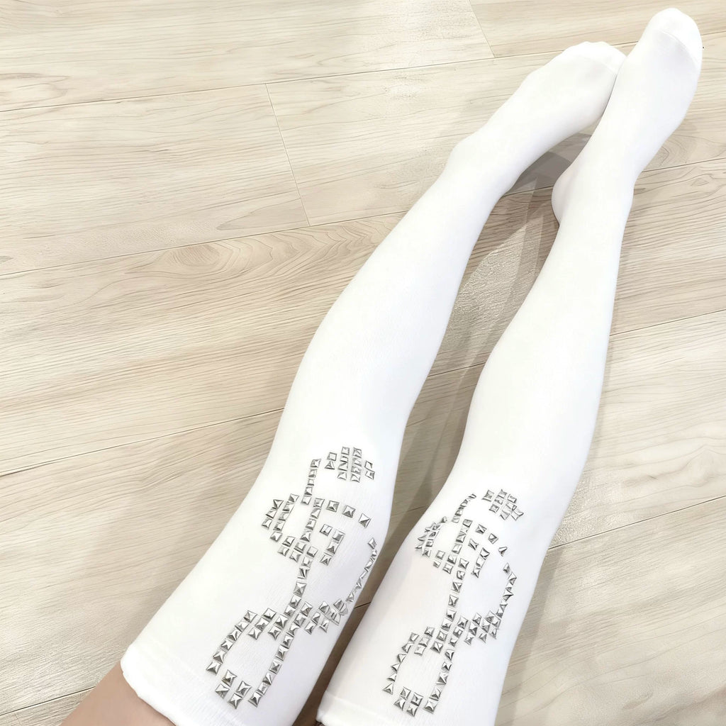 Rivet Print Thigh-High Socks