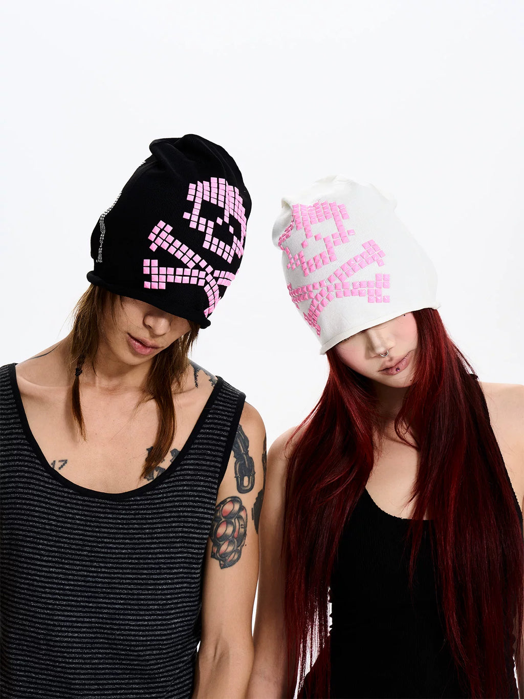 Pink Skull Patch Beanie