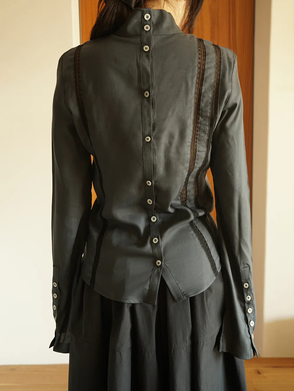 Navy Lace Patchwork Fitted Jacket