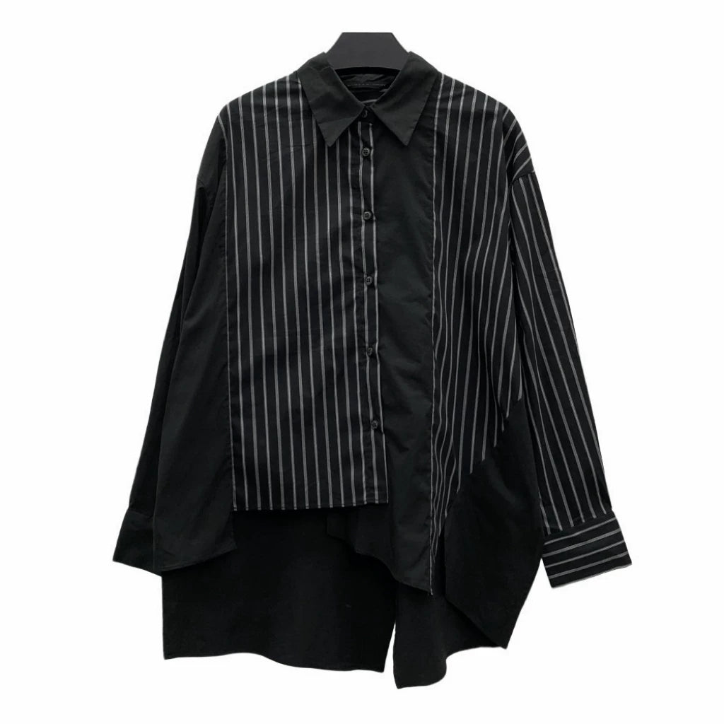 Pinstripe Panel Lapel Shirt