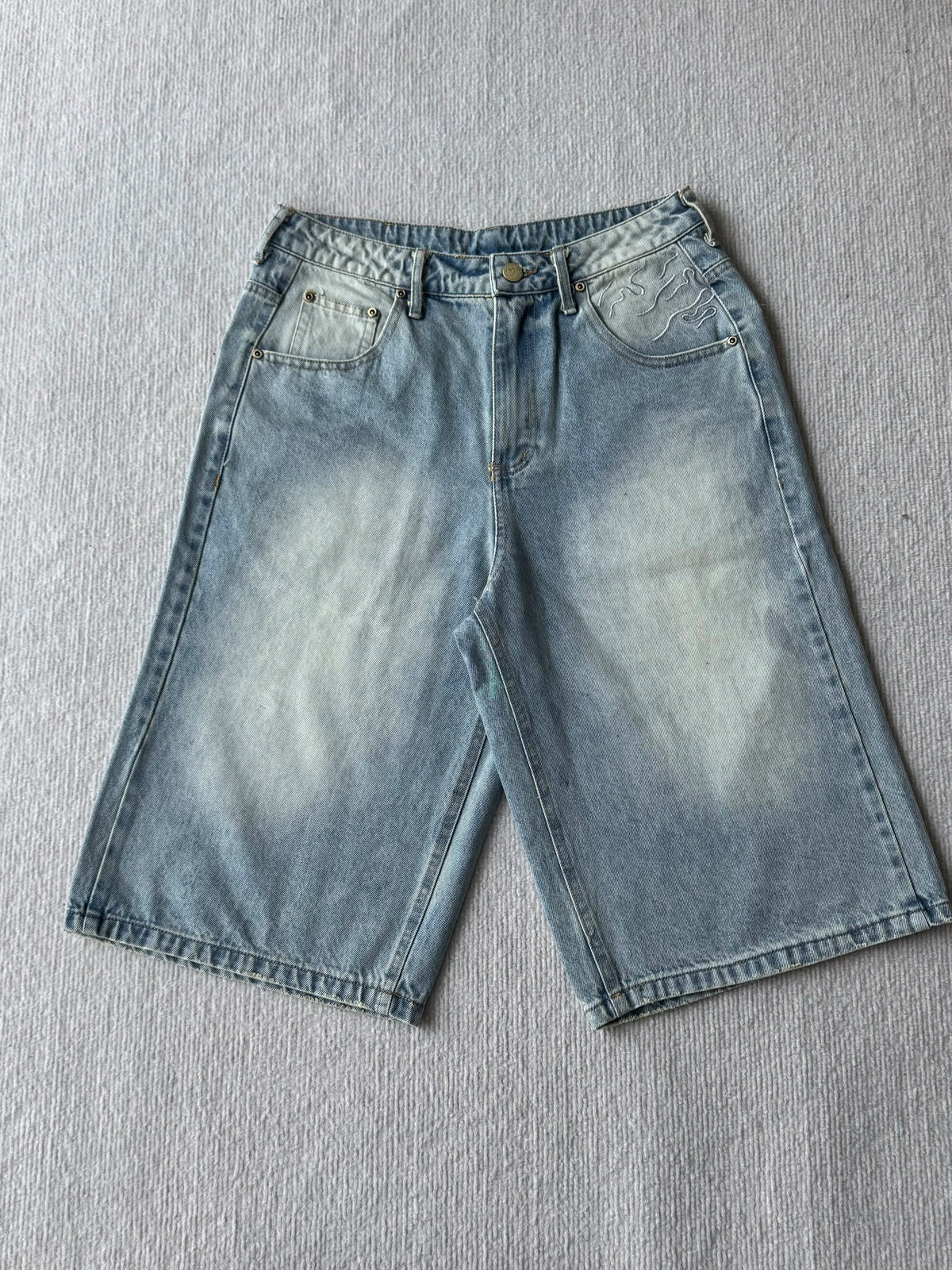 Embroidered Denim Jorts
