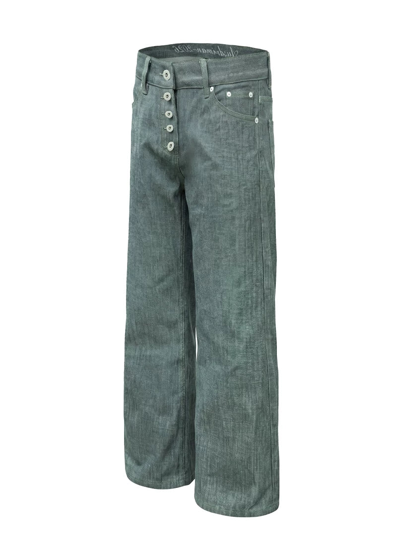 Grey Blue Five-Button Jeans
