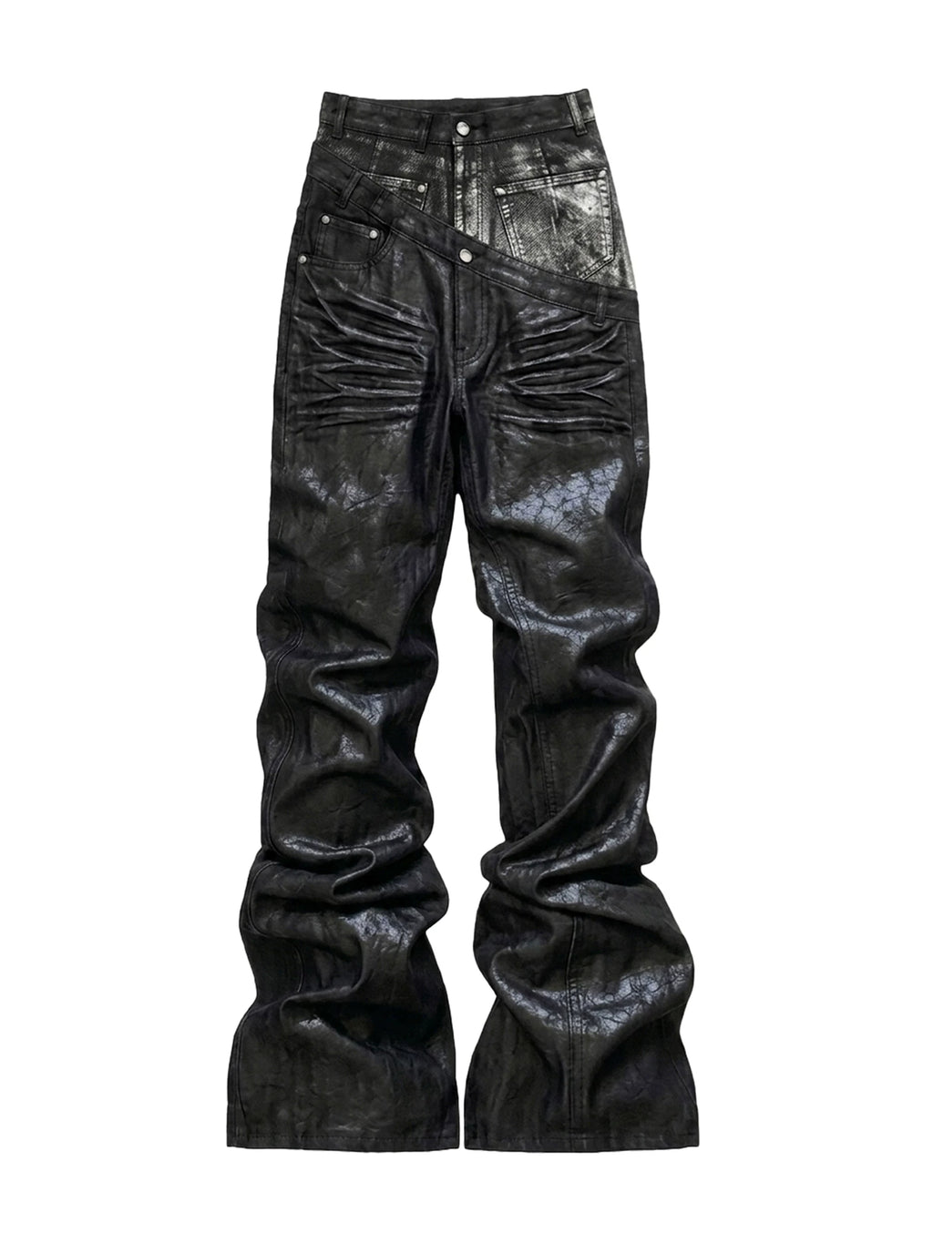 Waxed 3D Flare Jeans