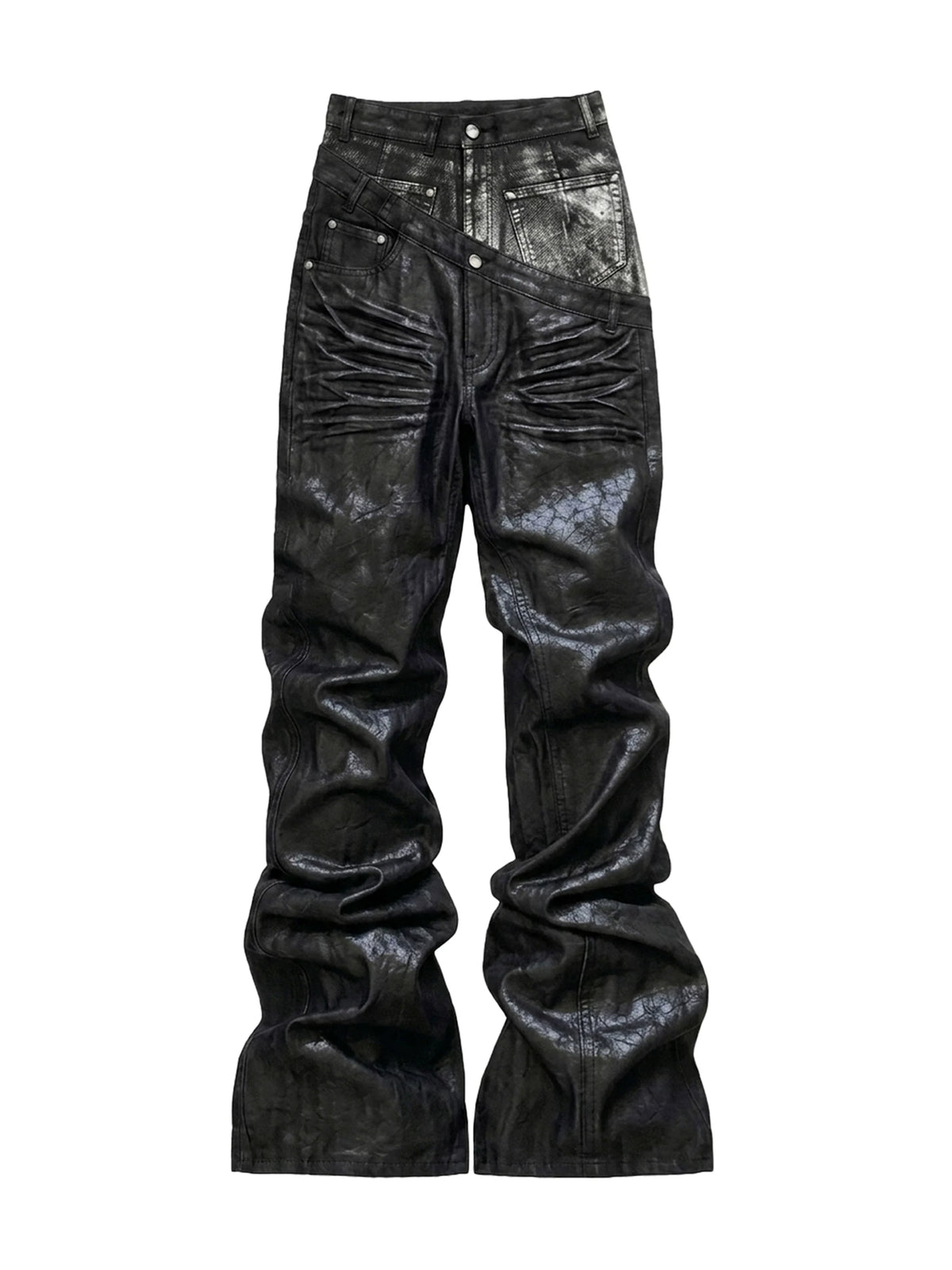 Waxed 3D Flare Jeans