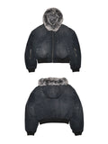 Fur Collar Washed Canvas Bomber