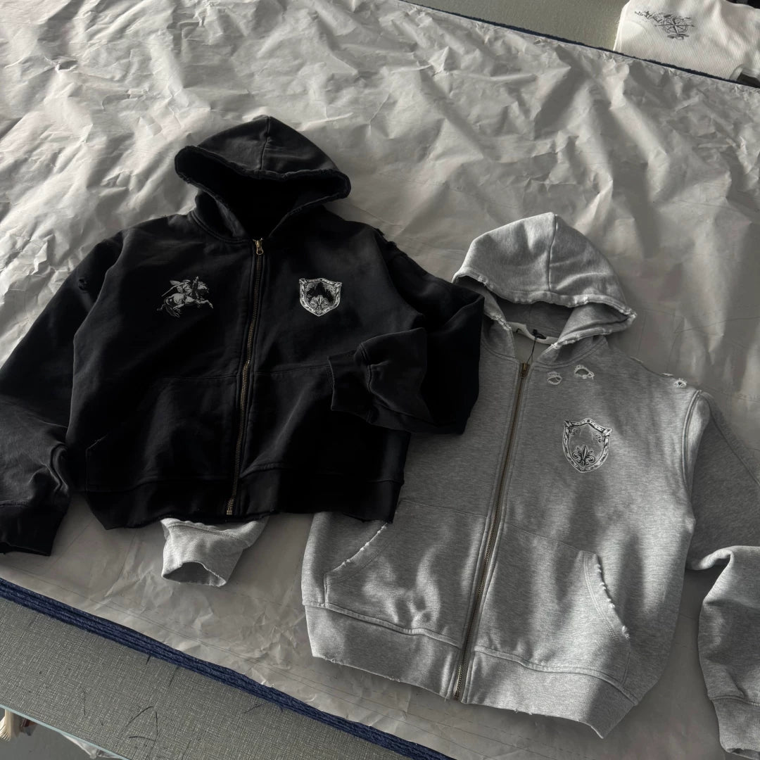 Templar Knight Washed Zip Hoodie