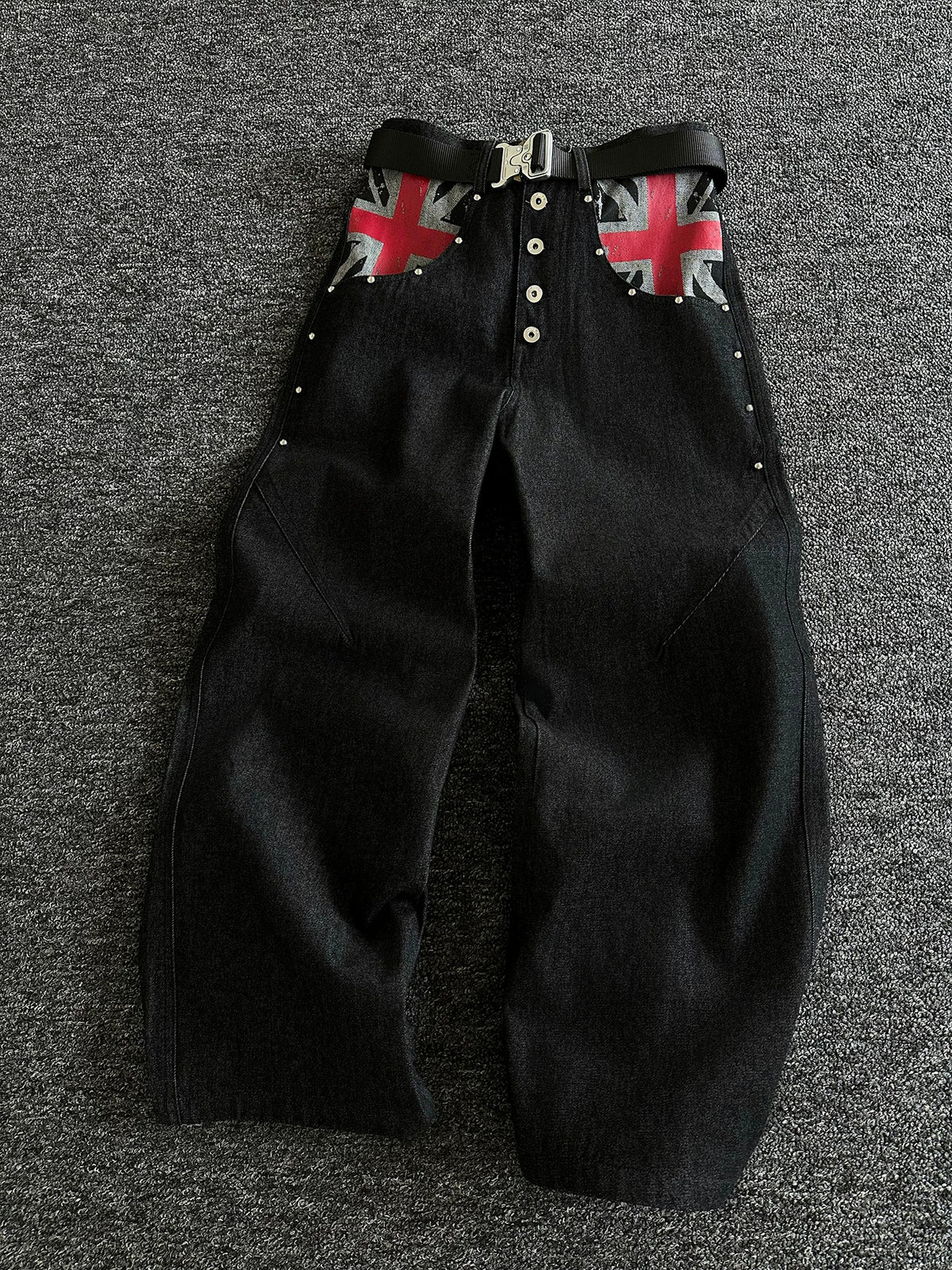 Union Jack Patch Wide Jeans