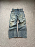 Leopard Patch Ripped Straight Jeans