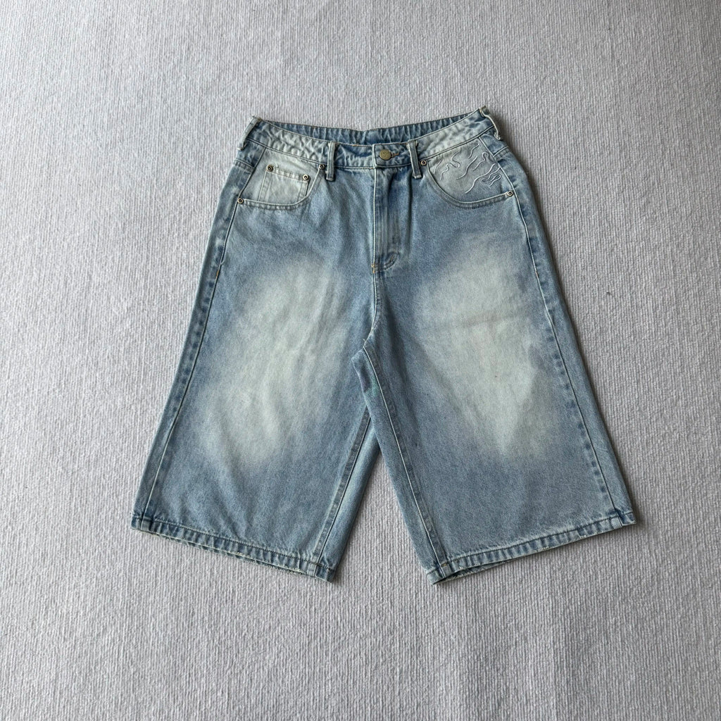 Embroidered Denim Jorts