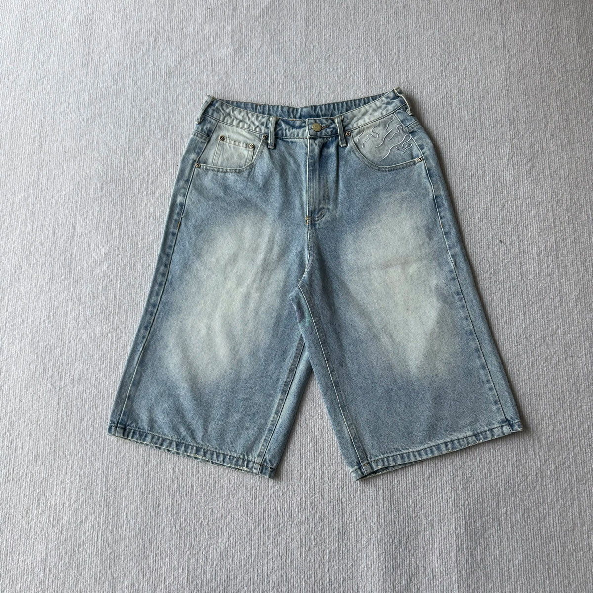 Embroidered Denim Jorts
