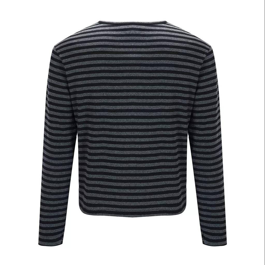 Grey Stripe Slim Long Sleeve