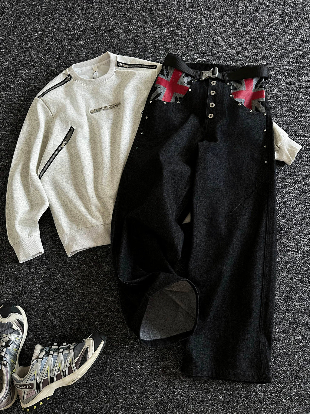 Union Jack Patch Wide Jeans