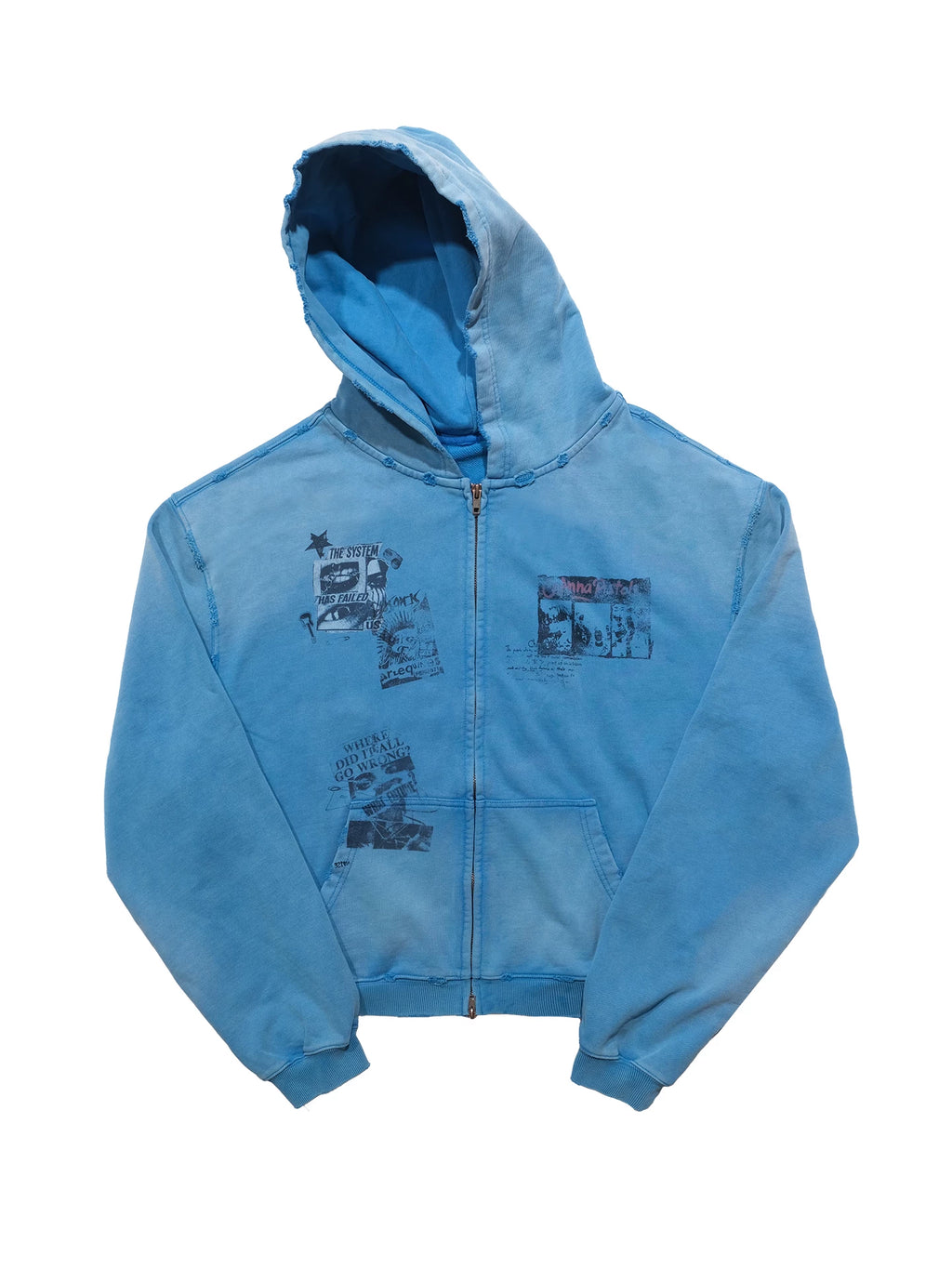 Washed Blue Zip Hoodie