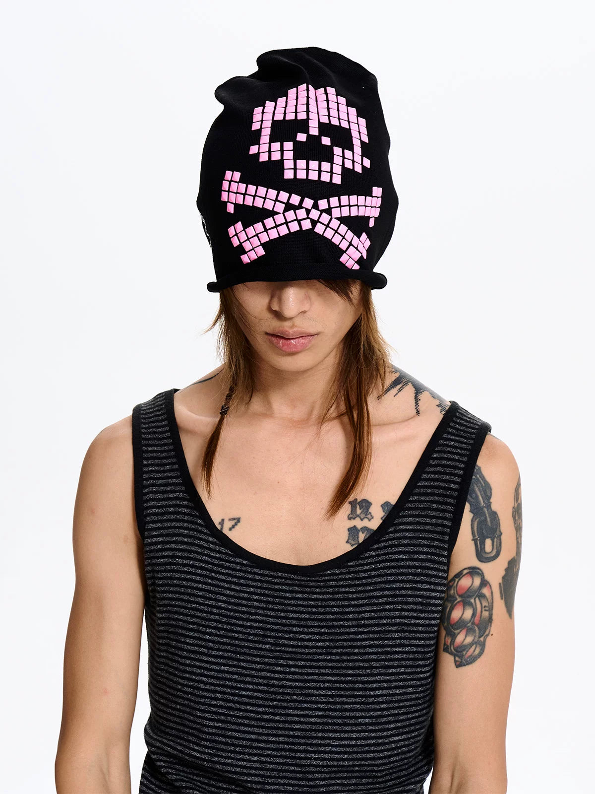Pink Skull Patch Beanie