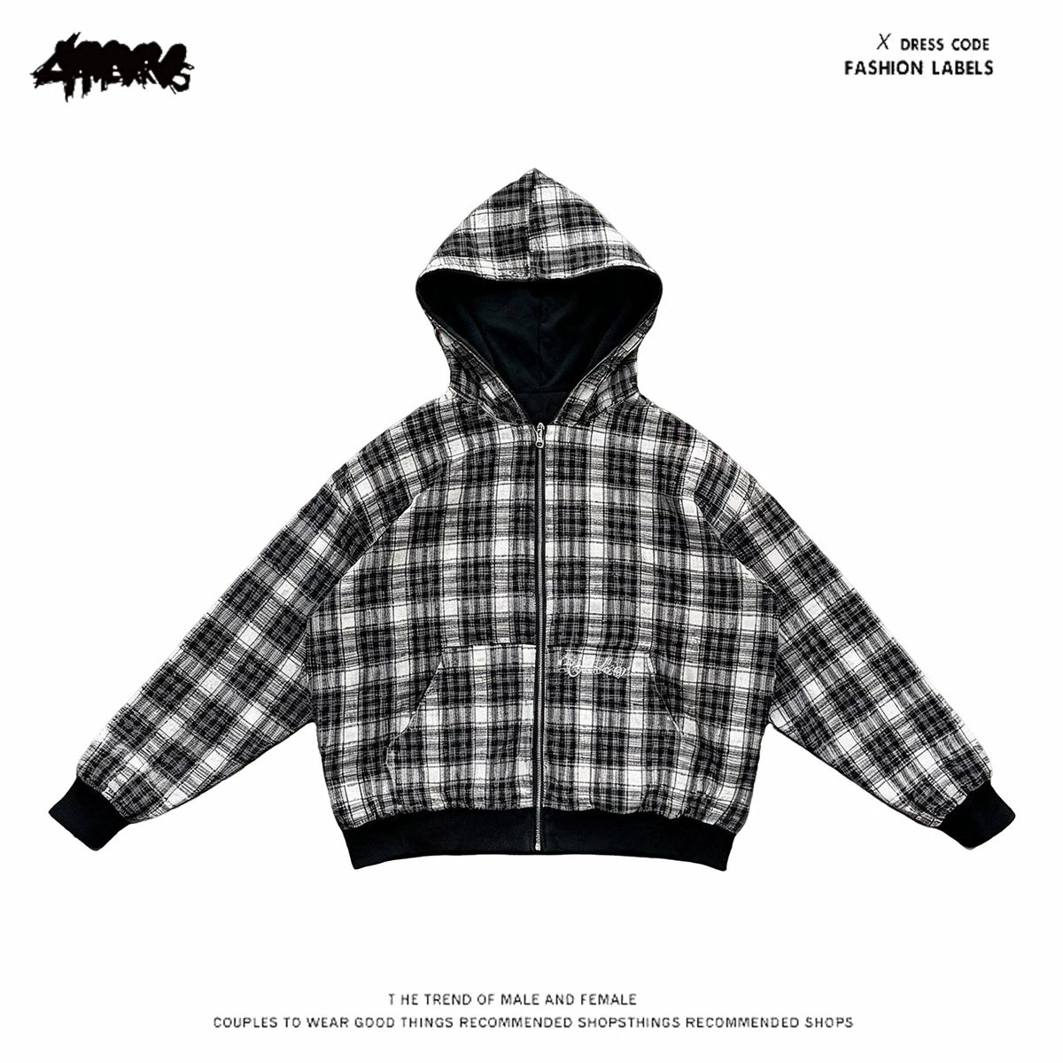 Reversible Plaid Hood Zip Jacket