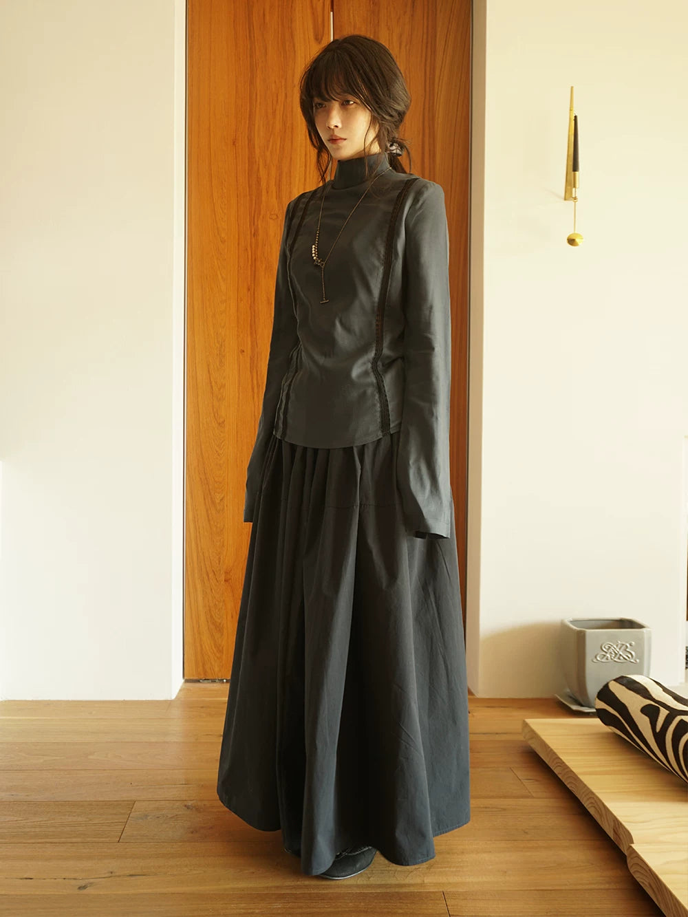 Navy Lace Patchwork Fitted Jacket