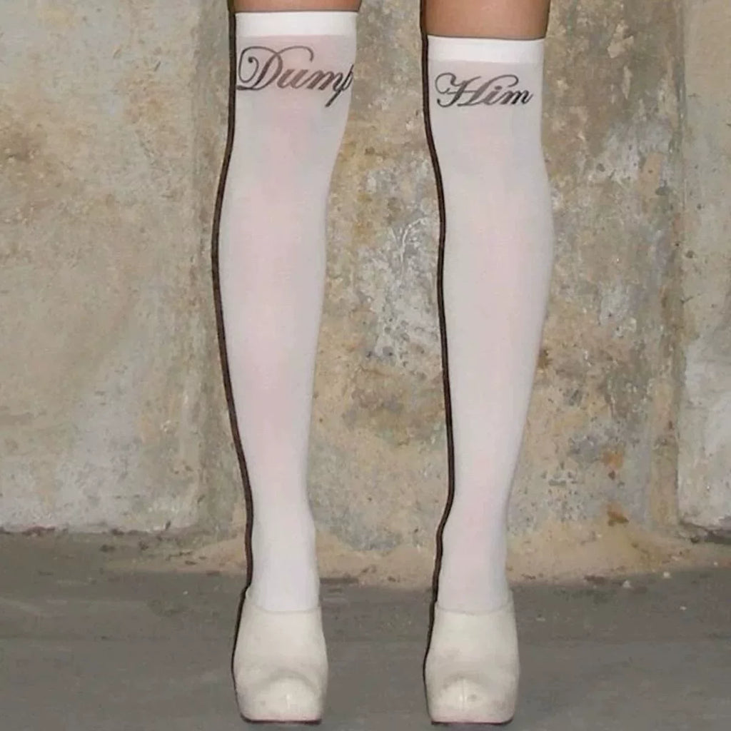 Rivet Print Thigh-High Socks