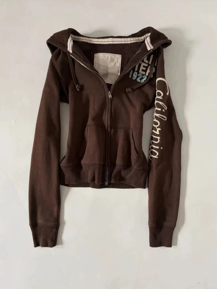 Brown California Zip Hoodie