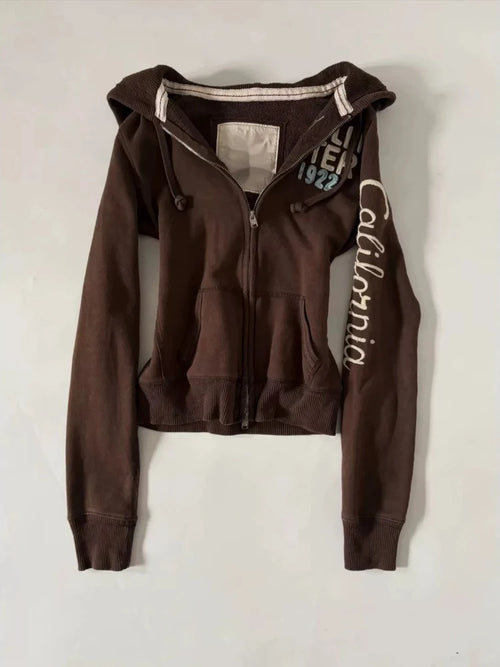 Brown California Zip Hoodie