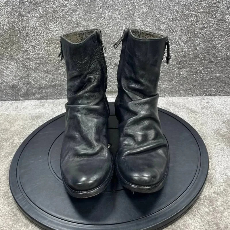 Side-Zip Leather Boots