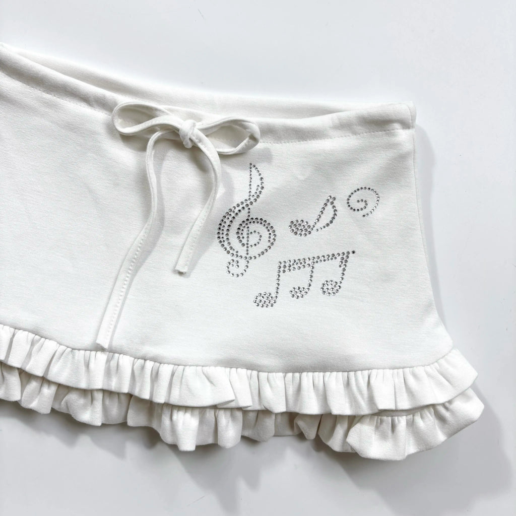 Rhinestone Ruffle Mini Skirt