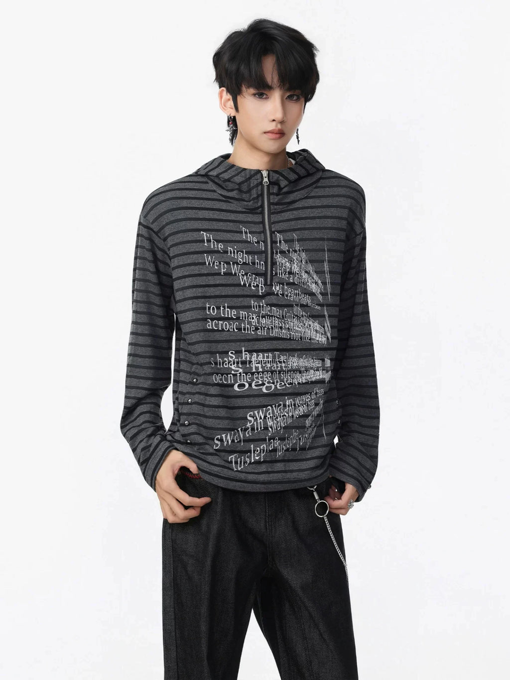 Striped Text Hoodie