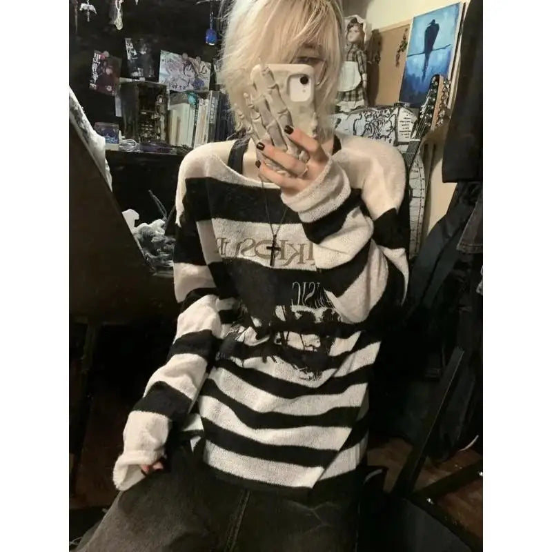 Striped Punk Knit Sweater