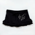 Rhinestone Ruffle Mini Skirt – Black
