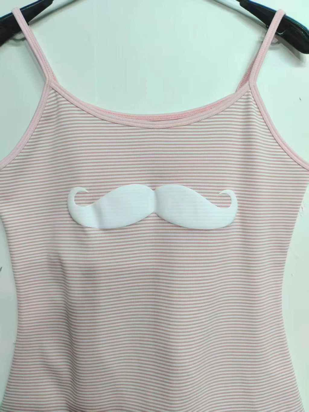 Pink Stripe Moustache Cami