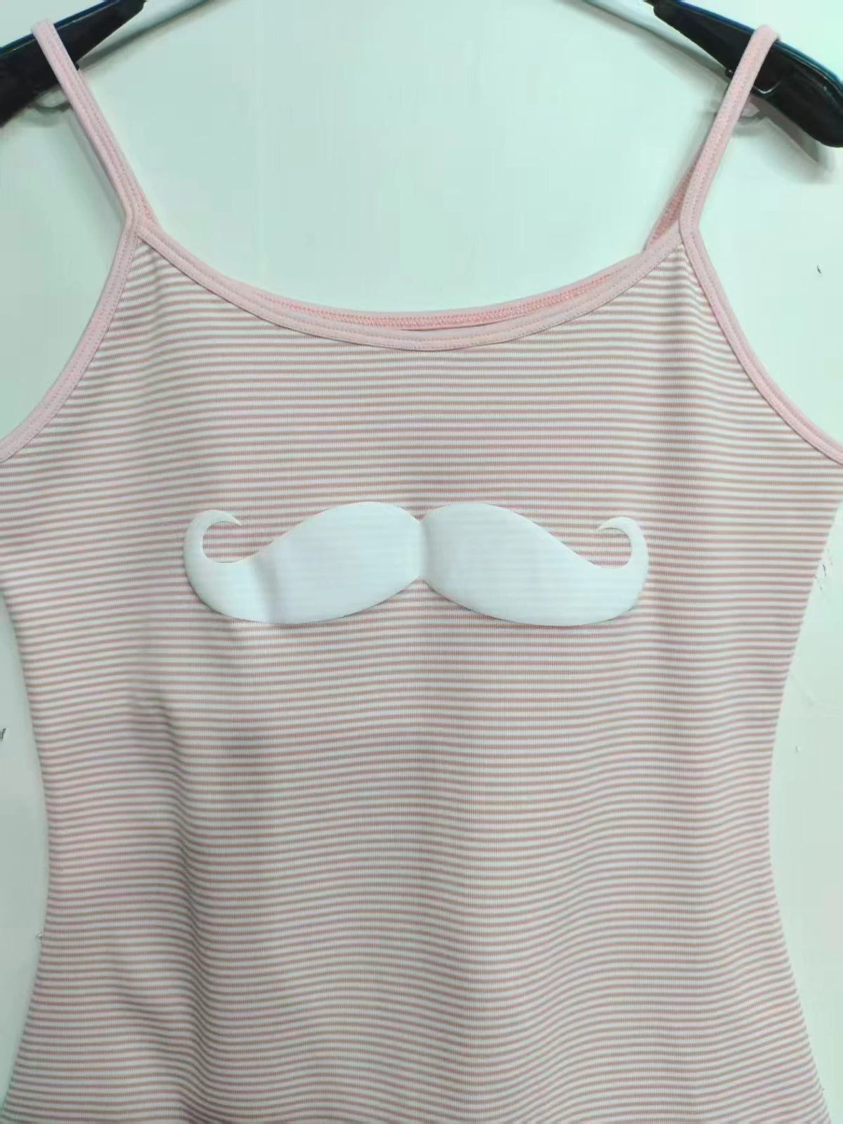 Pink Stripe Moustache Cami