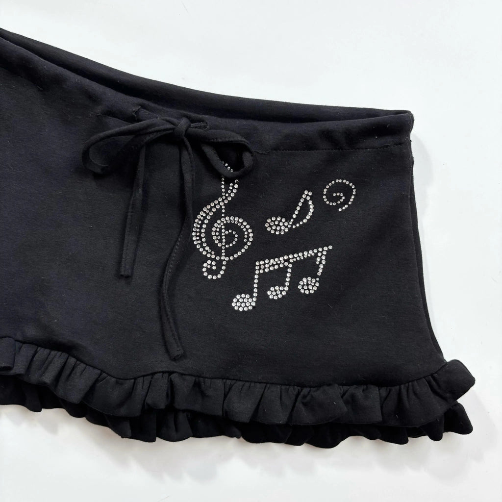 Rhinestone Ruffle Mini Skirt