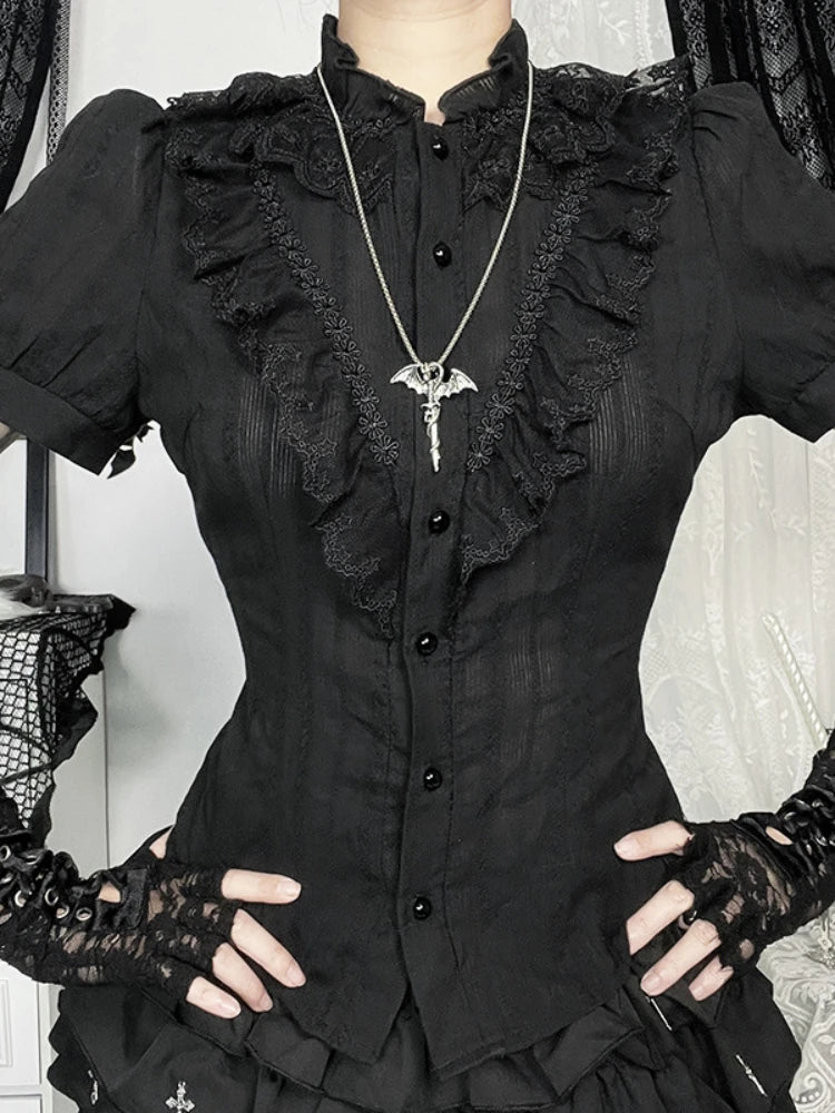 Gothic Lace Ruffle Blouse