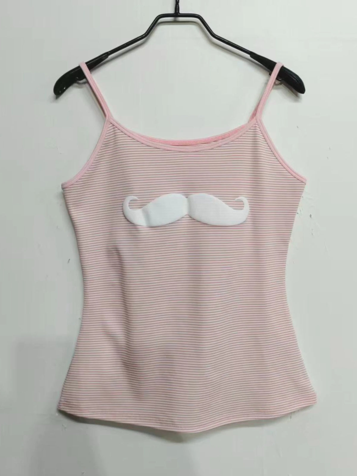 Pink Stripe Moustache Cami