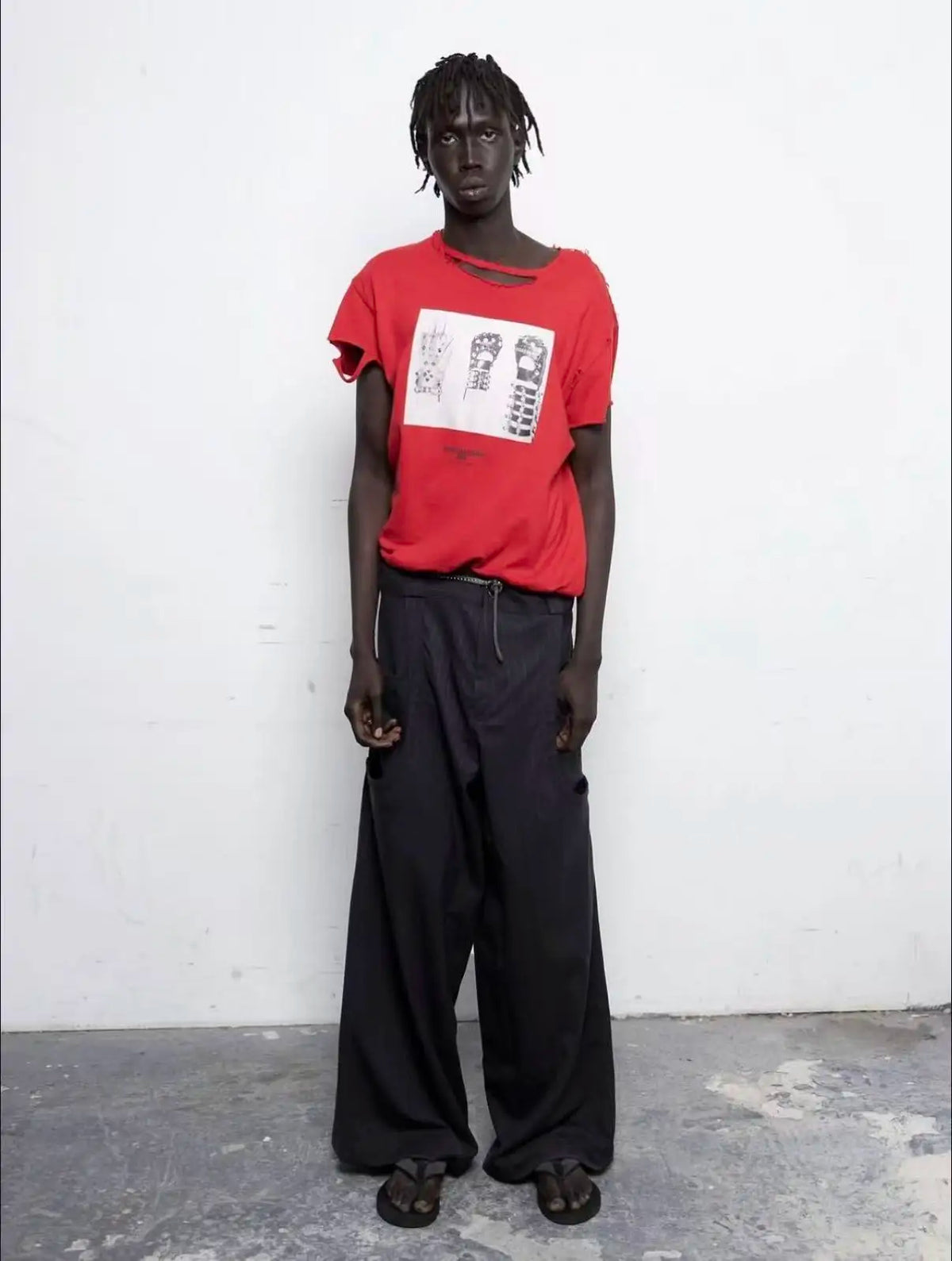 Red Distressed Photo Print Tee