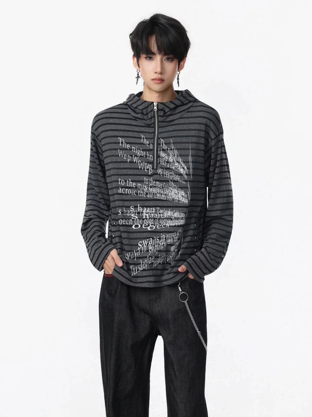 Striped Text Hoodie