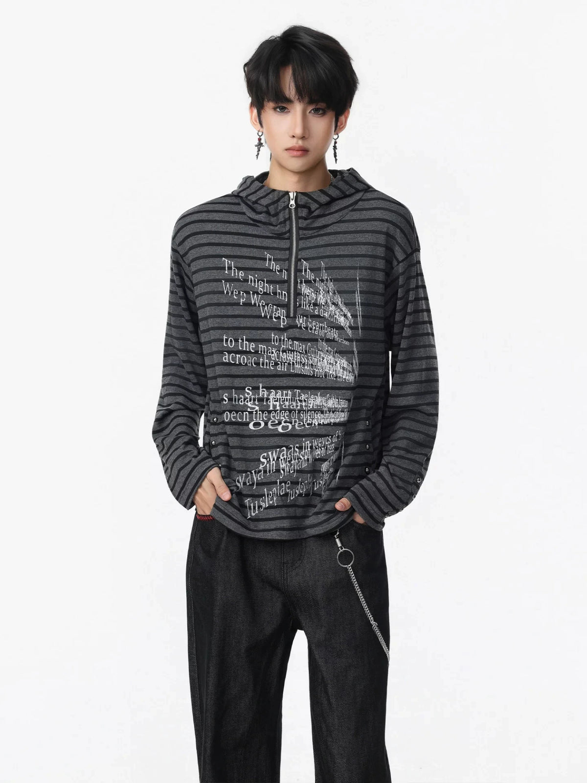 Striped Text Hoodie