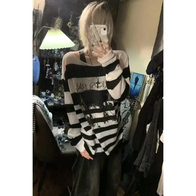 Striped Punk Knit Sweater