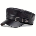 Faux Leather Buckle Captain Cap – Black Buckle