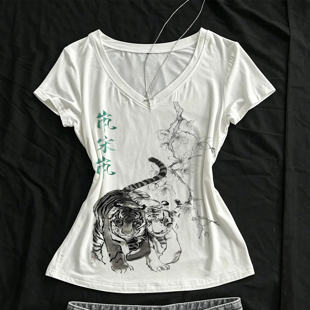Raglan Graphic Tee – White / Black