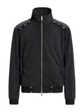 Striped Webbing Stand Collar Jacket
