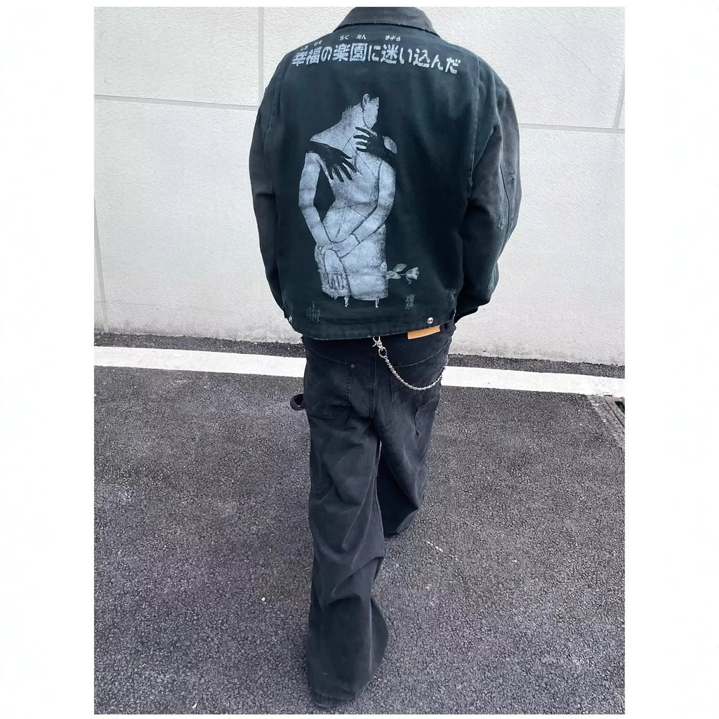 Printed Washed Work Jacket