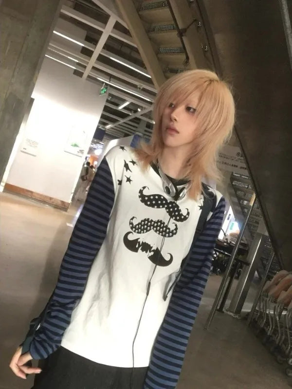 Moustache Striped Raglan Tee