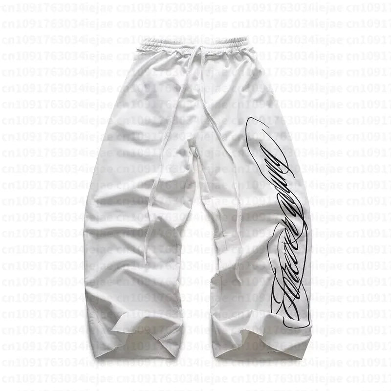 Script Print Wide Sweatpants