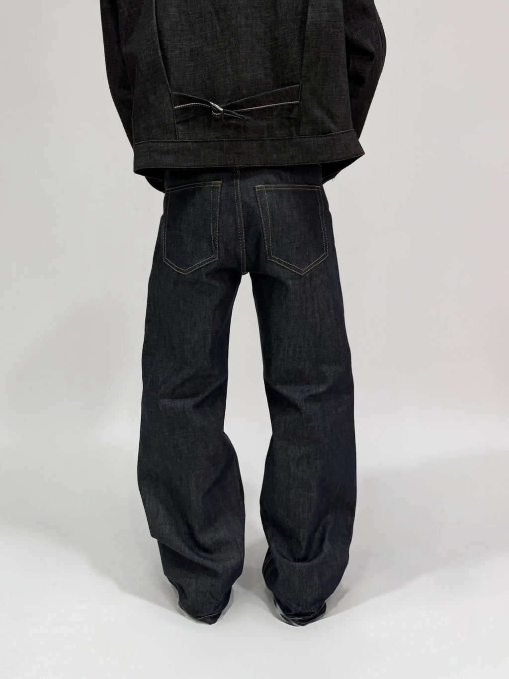 Raw Black Denim Straight Jeans
