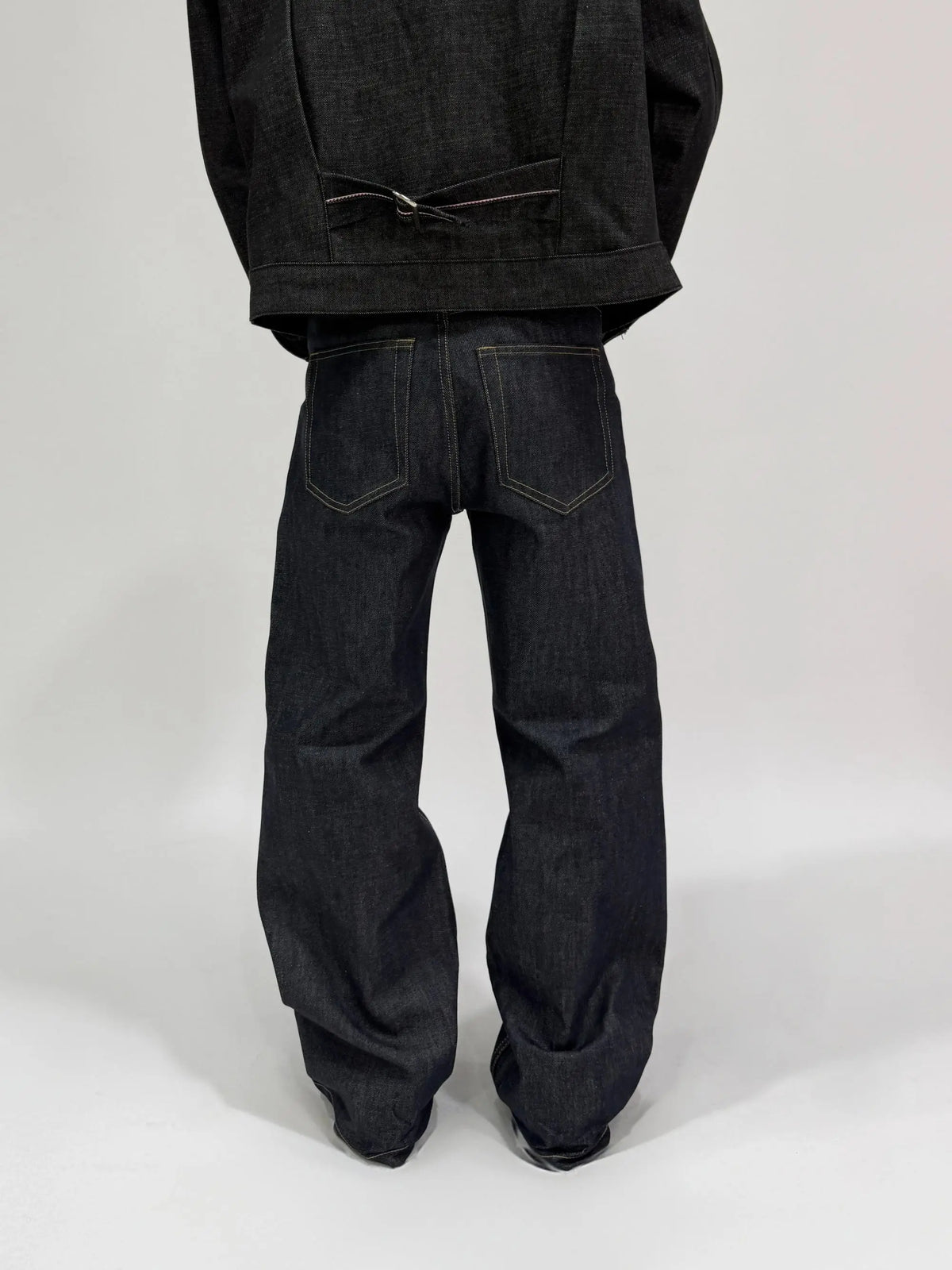 Raw Black Denim Straight Jeans